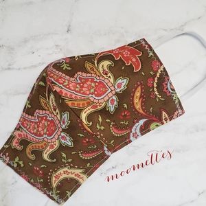 Paisley Face Mask Brown Red Handmade USA